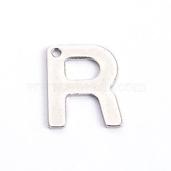 Tarnish Resistant 304 Stainless Steel Letter Charms, Letter.R, 11x9x0.8mm, Hole: 1mm(STAS-O072-R)