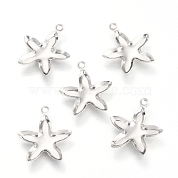 Non-Tarnish 201 Stainless Steel Pendant Cabochon Settings, Starfish Shape, Stainless Steel Color, 19x16.5x1.5mm, Hole: 1.6mm, 9.8x13.5mm Inner Diameter(STAS-C021-05P)