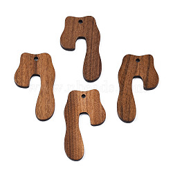 Walnut Wood Pendants, Saddle Brown, 38x21x2mm, Hole: 2mm(WOOD-N011-005)