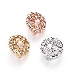 Brass Micro Pave Cubic Zirconia Slide Charms, Lead Free & Cadmium Free, Heart, Clear, Mixed Color, 13x5mm, Hole: 2x10.5mm(ZIRC-F094-37-RS)