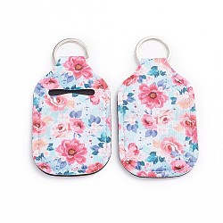 Hand Sanitizer Keychain Holder, for Shampoo Lotion Soap Perfume and Liquids Travel Containers, Colorful, Flower Pattern, 124x64x4mm(DIY-WH0166-62A)