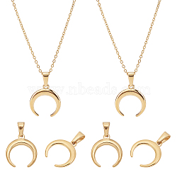 Unicraftale DIY 304 Stainless Steel Pendant Necklace Making Kits, Including Moon Pendants & Cable Chain Necklace Making, Golden, Necklace Making: 17.7 inch, 1.5mm, 6pcs/box(DIY-UN0002-14G)