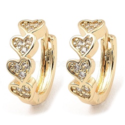 Brass with Cubic Zirconia Hoop Earrings, Heart, Light Gold, 15x5x16mm(EJEW-D078-26KCG)