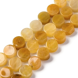 Natural Topaz Jade Beads Strands, Flat Round, 10x5~6mm, Hole: 1.2mm, about 40pcs/strand, 15.75 inch(40cm)(G-C159-B02-01)