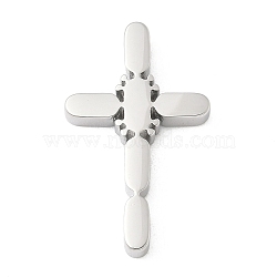 304 Stainless Steel Pendants, Cross, Stainless Steel Color, 28x17.5x4mm, Hole: 3mm(STAS-K311-10F-P)