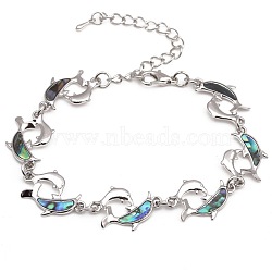 Dolphin Natural Abalone Shell/Paua Shell Link Bracelets for Women(FS5984-8)
