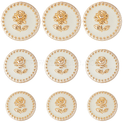24Pcs 3 Style Alloy Enamel Buttons, 1-Hole, Flat Round with Rose Pattern, White, 17.5~22.5x8.5~9mm, Hole: 2mm, 8pcs/style(BUTT-GF0001-32)