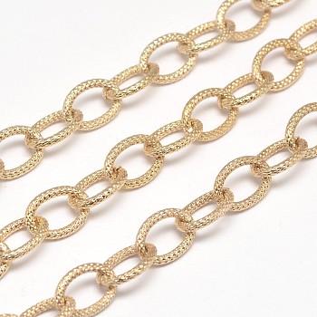 3.28 Feet Electroplate Iron Cable Chains, Soldered, Lead Free & Nickel Free, Golden,12x9x2mm