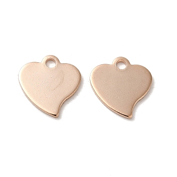 201 Stainless Steel Charms, Stamping Blank Tag, Heart, Rose Gold, 12.5x12x1mm, Hole: 2mm