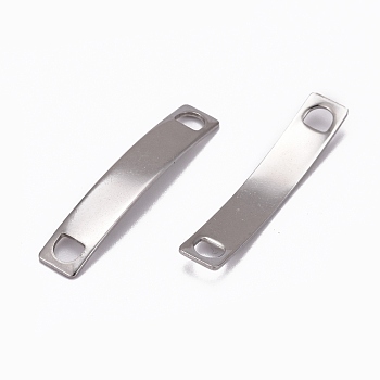 Rectangle 304 Stainless Steel Links connectors, Stainless Steel Color, 38.5x7x1mm, Hole: 4x4mm