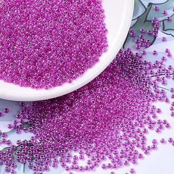 MIYUKI Round Rocailles Beads, Japanese Seed Beads, 11/0, (RR209) Fuchsia Lined Crystal, 11/0, 2x1.3mm, Hole: 0.8mm, about 50000pcs/pound