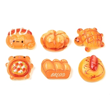 Opaque Resin Imitation Food Decoden Cabochons, Bread Mixed Shapes, Dark Orange, 20~28x24~28x7.5~10mm