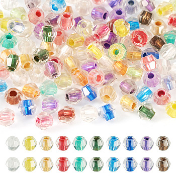 2Bags 200Pcs Transparent Glass Beads, Faceted, Bicone, Colorful, 4.5x3.5mm, Hole: 1.6mm, 100pcs/bag