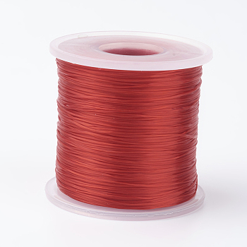 Japanese Flat Elastic Crystal String, Elastic Beading Thread, for Stretch Bracelet Making, FireBrick, 0.5mm, about 328.08 yards(300m)/roll