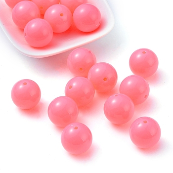 Fluorescent Chunky Acrylic Beads, Round, Hot Pink, 20mm, Hole: 2~3mm