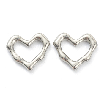 304 Stainless Steel Linking Rings, Heart, Stainless Steel Color, 13x15x2mm, Inner Diameter: 9x8mm