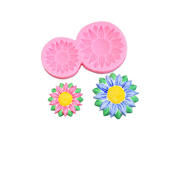 Sunflower Shape DIY Silicone Molds, Fondant Molds, Resin Casting Molds, for Chocolate, Candy, UV Resin & Epoxy Resin Craft Making, Pearl Pink, 58x95x12mm