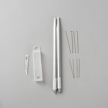 Brass and Iron Doll Hair Rerooting Tool, Doll Hair Making Supplies, Platinum, 37x6x0.5mm, Hole: 6x2.5mm