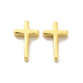 Brass Charms, Cadmium Free & Lead Free, Long-Lasting Plated, Cross Charm, Real 24K Gold Plated, 13x8x3mm, Hole: 1.5mm
