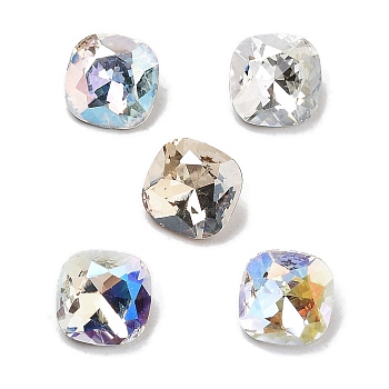 K9 Glass, Imitation Czech Rhinestone, Suqare, Mixed Color, 6x6x3mm