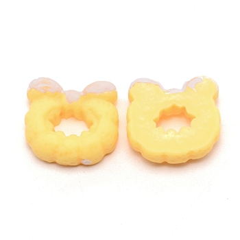 Opaque Resin Cabochons, Hair Band, Yellow, 18.5x20x8mm