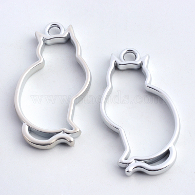 Rack Plating Alloy Kitten Open Back Bezel Pendants(PALLOY-S047-02B-FF)-1
