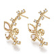 Brass Micro Pave Clear Cubic Zirconia Stud Earring Findings(KK-N230-03-NF)-1