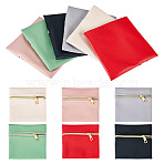 6Pcs 6 Colors Imitation Leather Jewelry Storage Zipper Bags, for Earrings, Rings, Bracelets, Square, Mixed Color, 10x10x0.7cm, 1pc/color(ABAG-TA0001-66B)
