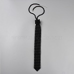 Plastic Imitation Pearls Beaded Neck Tie, Cosplay Party Neck Tie, Black, 590x47x36mm(AJEW-WH20080-02B)