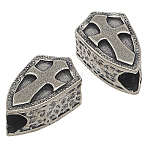 2Pcs Brass European Beads, Large Hole Beads, Cross Shield, Antique Silver, 21x12.5x9mm, Hole: 5.5mm(KK-DC0004-80A)