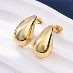 Teardrop Brass Stud Earrings, Rack Plating, Long-Lasting Plated, Lead Free & Cadmium Free, Real 18K Gold Plated, 20.5x11.5mm(EJEW-Q015-20A-G)