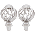 Plastic Round Curtain Rod Finials, Screws Curtain Rods, Cage, Silver, 89x56mm, pin:15mm, 2pcs/set(FIND-GF0002-90A)