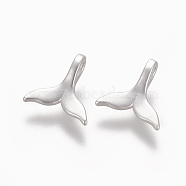Brass Charms, Long-Lasting Plated, Whale Tail Shape, Matte Silver, 9x9.3x3.3mm, Hole: 1.5x2.5mm(KK-O122-07MS)