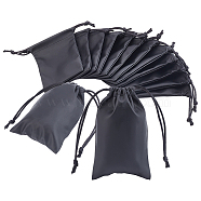 Imitation Leather Pouches, Drawstring Bags, Black, 12x9x0.4cm(ABAG-WH0031-28B-02)