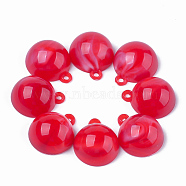 Acrylic Pendants, Imitation Gemstone Style, Half Round, Crimson, 18.5x15.5x8mm, Hole: 1.6mm, about 398pcs/500g(OACR-T008-06E)