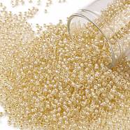 TOHO Round Seed Beads, Japanese Seed Beads, (770) Inside Color AB Crystal/Yellow Lined, 11/0, 2.2mm, Hole: 0.8mm, about 5555pcs/50g(SEED-XTR11-0770)