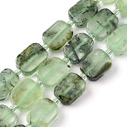 Natural Prehnite Beads Strands, with Seed Beads, Rectangle, 11.5~12.5x7.5~10x5~6.5mm, Hole: 0.8~0.9mm, about 13pcs/strand, 7.68~8.07 inch(19.5~20.5cm)(G-C098-A03-01)