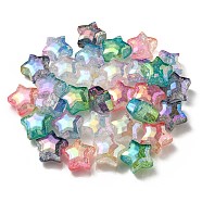 UV Plating Transparent Crackle Acrylic Beads, Gradient Color, Star, Mixed Color, 20x21.5x13mm, Hole: 3mm(OACR-P010-09)