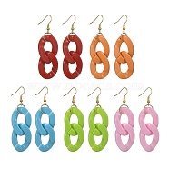 Acrylic Curb Chains Shape Dangle Earrings, with Iron Earring Pins, Mixed Color, 66x20.5mm(EJEW-JE05571)