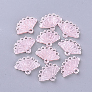 Cellulose Acetate(Resin) Chandelier Component Links, Fan, Pink, 14.5~15.5x20x2.5mm, Hole: 1.8~2mm(X-KY-N006-11A)