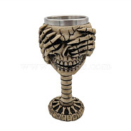 Halloween 304 Stainless Steel 3D Skull Mug, Resin Skeleton Cup, for Home Decorations Birthday Gift, Beige, 190x80x105mm, Inner Diameter: 63mm(SKUL-PW0001-025A-02)