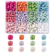 600Pcs 12 Colors Opaque Acrylic Beads, Column, Mixed Color, 6x5mm, Hole: 2mm, 50pcs/color(MACR-CJ0001-66)