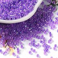 Glass Seed Beads, Opaque Colours Rainbow, Cylinder, Dark Violet, 2.5x2mm, Hole: 1.4mm(X-SEED-S042-13A-10)