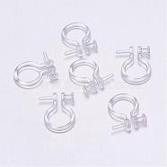 Plastic Clip-on Earring Findings, Clear, 11x8x2.5mm, Hole: 0.9mm(KY-P007-I01)