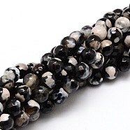 Faceted Natural Agate Round Beads Strands, Dyed, Black, 6mm, Hole: 1mm, about 64pcs/strand, 14.7 inch(X-G-E319C-6mm-06)