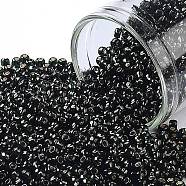 TOHO Round Seed Beads, Japanese Seed Beads, (2209) Silver Lined Dark Emerald, 11/0, 2.2mm, Hole: 0.8mm, about 1110pcs/bottle, 10g/bottle(SEED-JPTR11-2209)