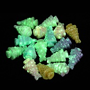 UV Plating Opaque Luminous Acrylic Beads, Iridescent, Christmas Tree, Mixed Color, 31x19x19mm, Hole: 2.6mm(MACR-D083-08)