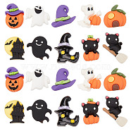 40Pcs 10 Styles Halloween Opaque Resin Cabochons, Pumpkin & Ghost & Cat & Moon, Mixed Shapes, Mixed Color, 18.5~23x15.5~24.5x6.5~8mm, 4pcs/style(RESI-SC0002-47)