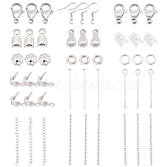 DIY Jewelry Kits, with 304 Stainless Steel Bead Caps & Pendants & Ribbon Ends & Earring Hooks & Lobster Claw Clasps & Chains, Stainless Steel Color, 22x0.6mm(DIY-PH0027-89P)