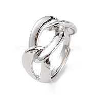 Adjustable Brass Curb Chains Shape Ring for Women, Lead Free & Cadmium Free, Platinum, Inner Diameter: 17mm(RJEW-L100-025P)